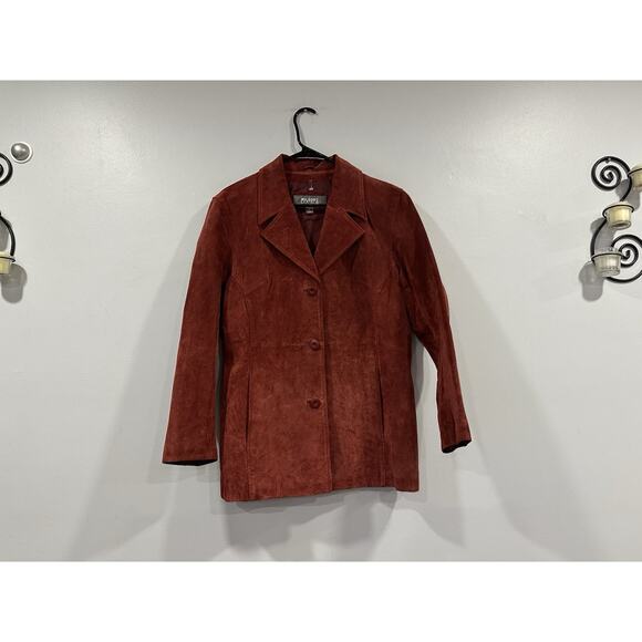 Wilson's Leather Red Suede Blazer Coat Buttons Women's Large L - Picture 1 of 8